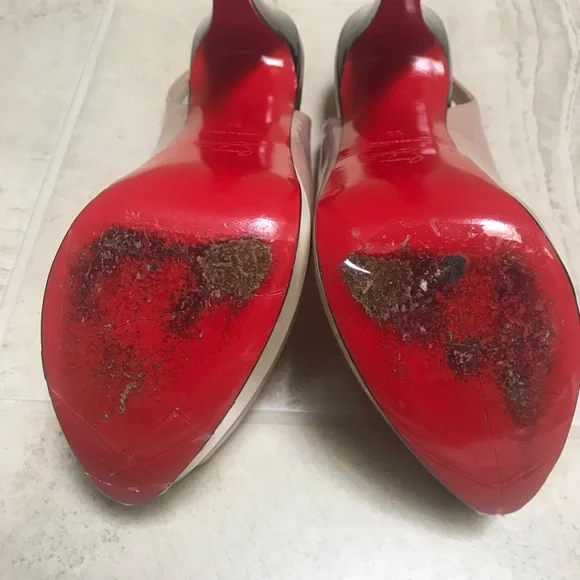 Lot of 2 pair sz 38 CHRISTIAN LOUBOUTIN Lady Peep Slings. - Picture 3 of 9